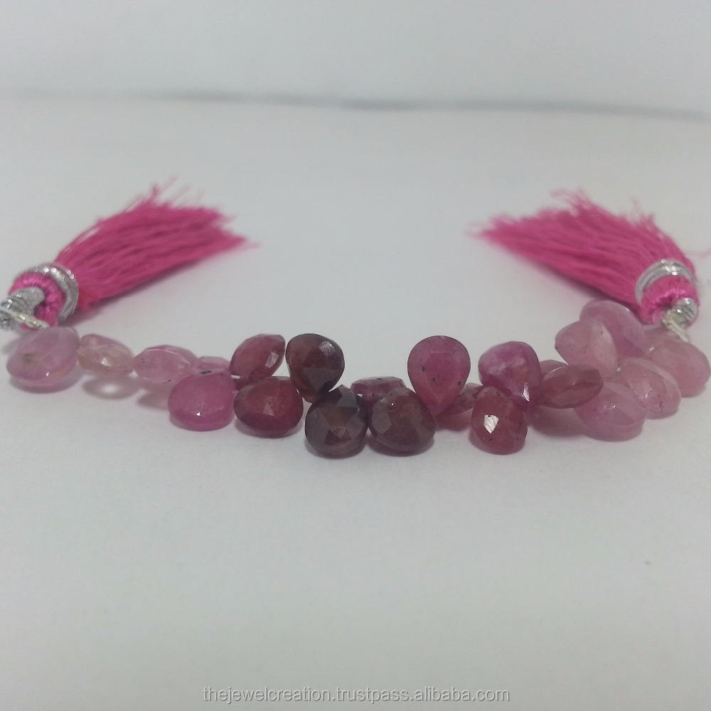 Natural Ruby Faceted Pear Briolette Gemstone Beads exporter