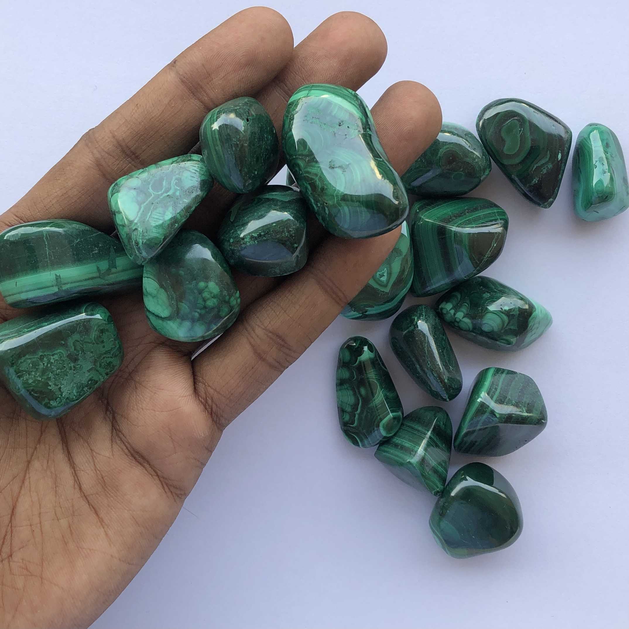 Natural Malachite Semi Precious Stone Polished  Tumble Nuggets gemstone exporter