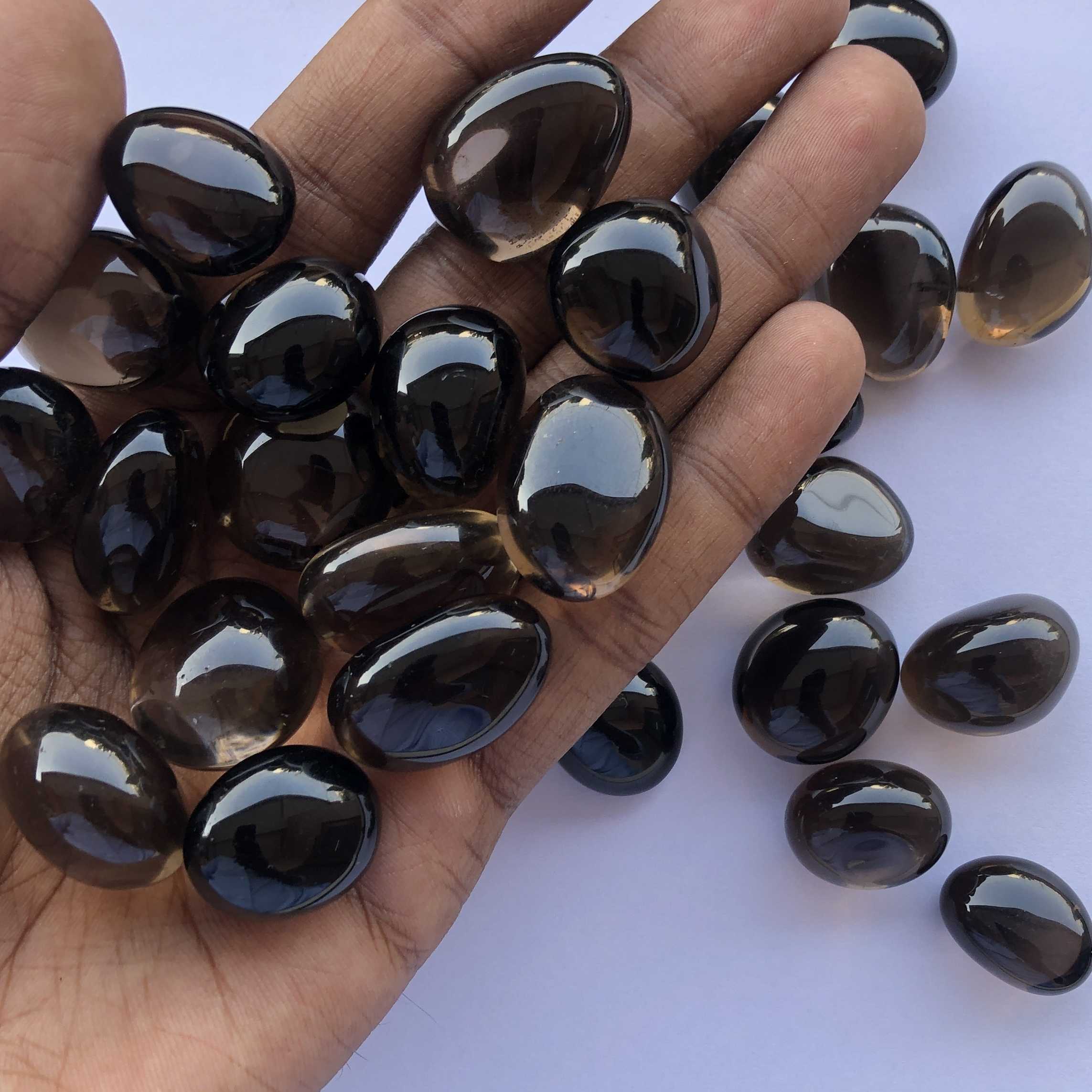 Natural Smoky Quartz Stone Smooth Polished Undrilled Tumble Nuggets  Wholesaler