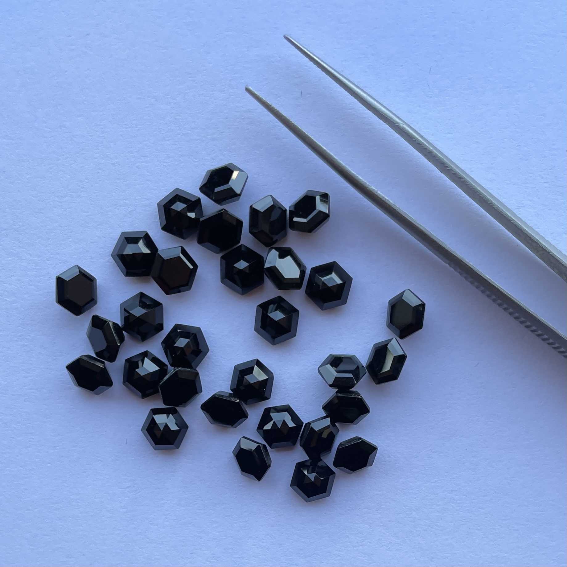 Natural Black Onyx Stone Faceted Hexagon Loose Gemstone  manufacturer