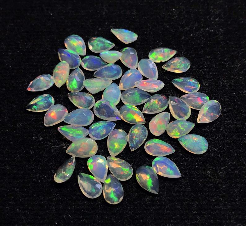 Natural Ethiopian Welo Opal Faceted Pear Loose Gemstone manufacturer