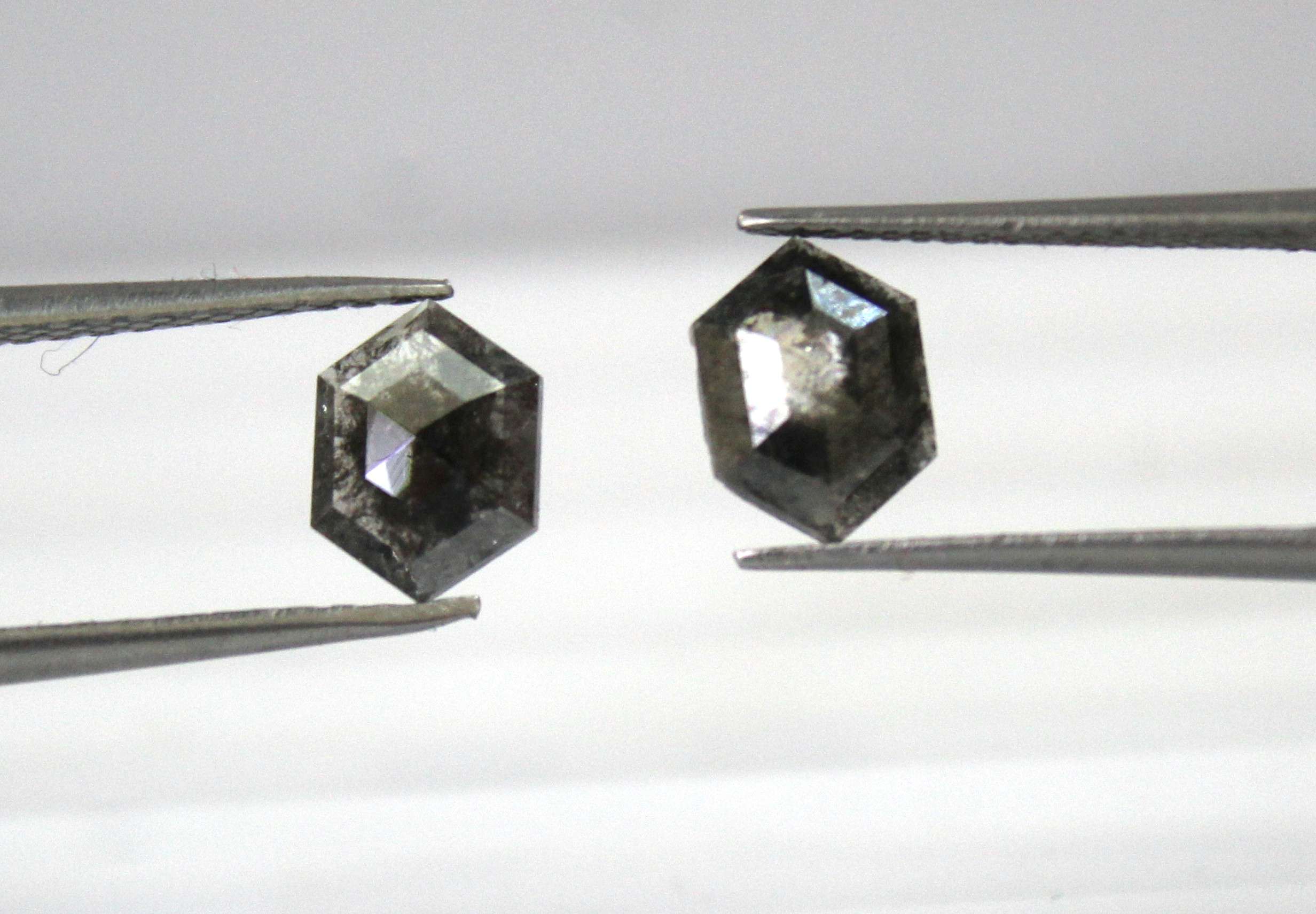 Natural Salt and Pepper Hexagon Shaped Rose Cut Loose Diamond Exporter
