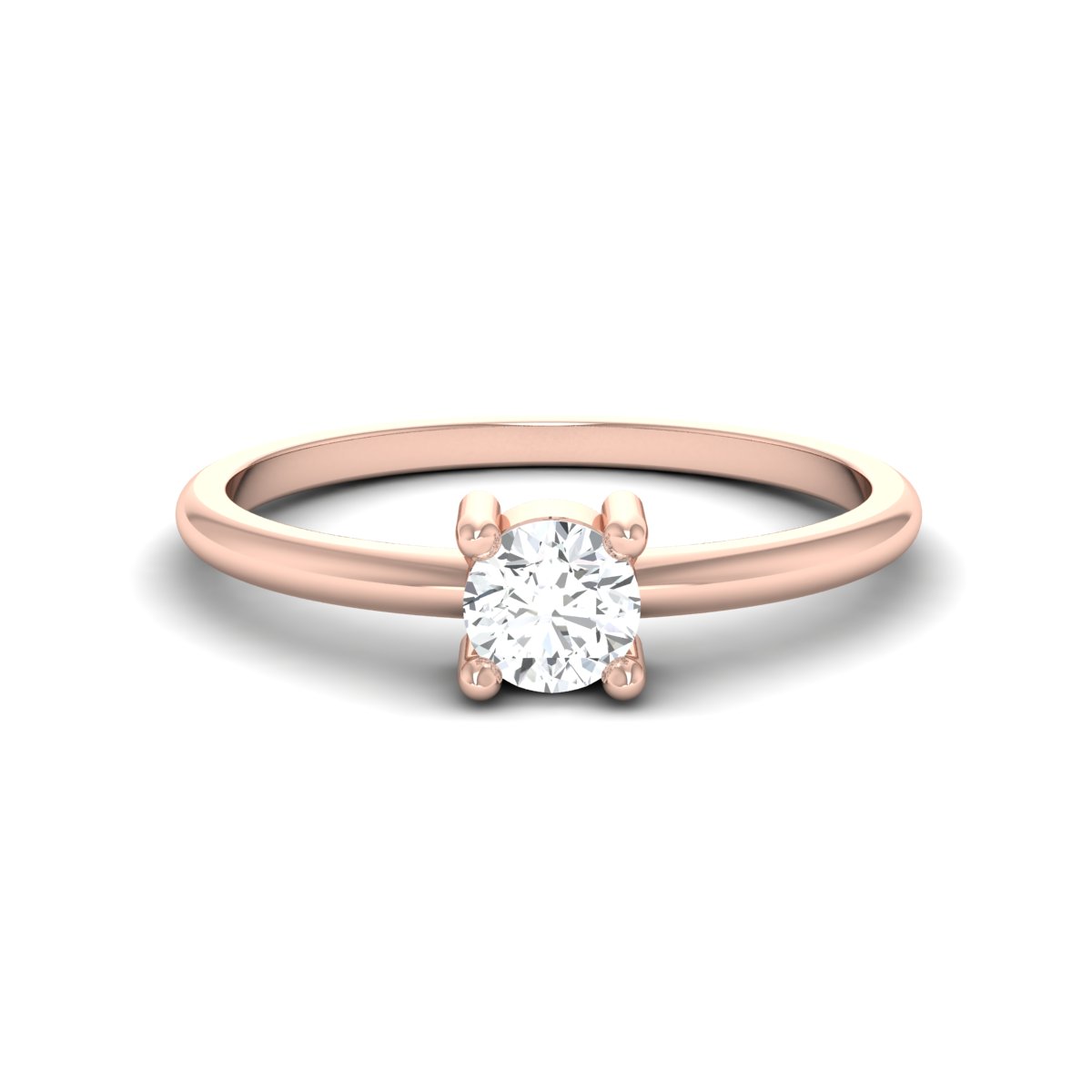 14K Rose gold 3mm White Diamond Round Brilliant Cut Ring For Women Exporter