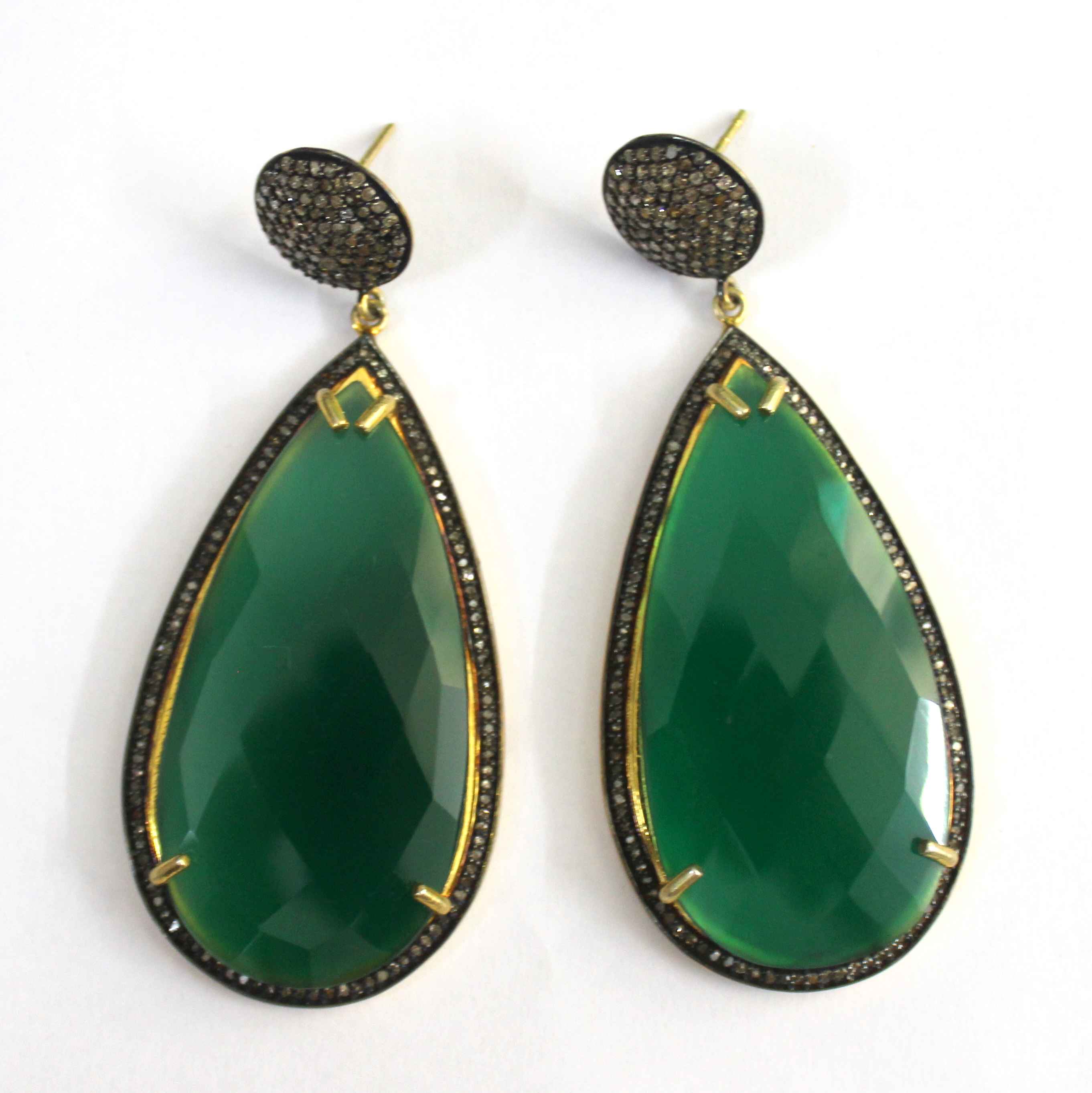 Victorian Jewelry Silver Earring Set Stone with diamond Drop Earrings Exporter