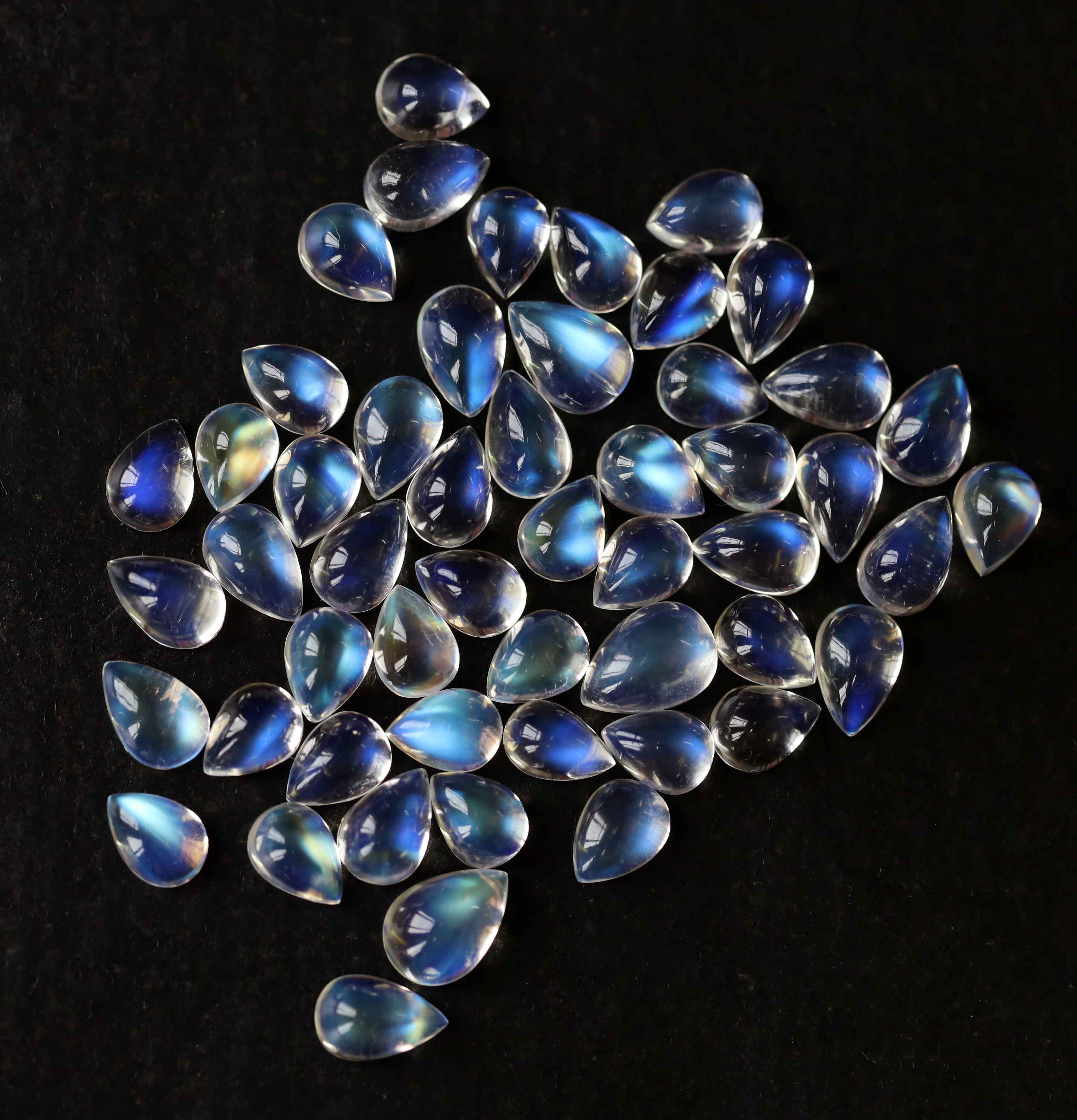 Natural Rainbow Moonstone Pear Shaped Cabochon Loose Gemstone Suppliers