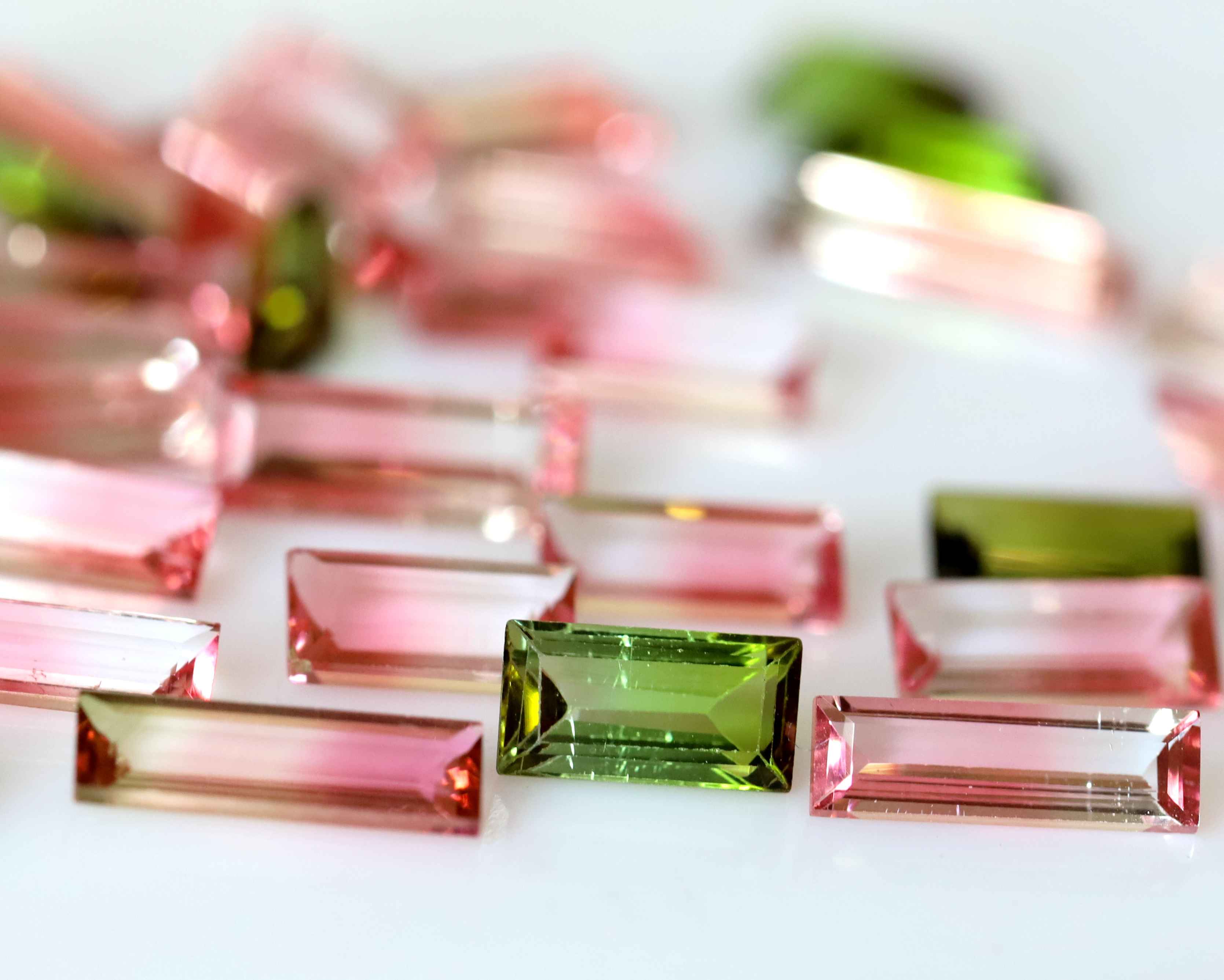 Natural Watermelon Tourmaline High Quality Bicolor Baguette Gemstone Suppliers