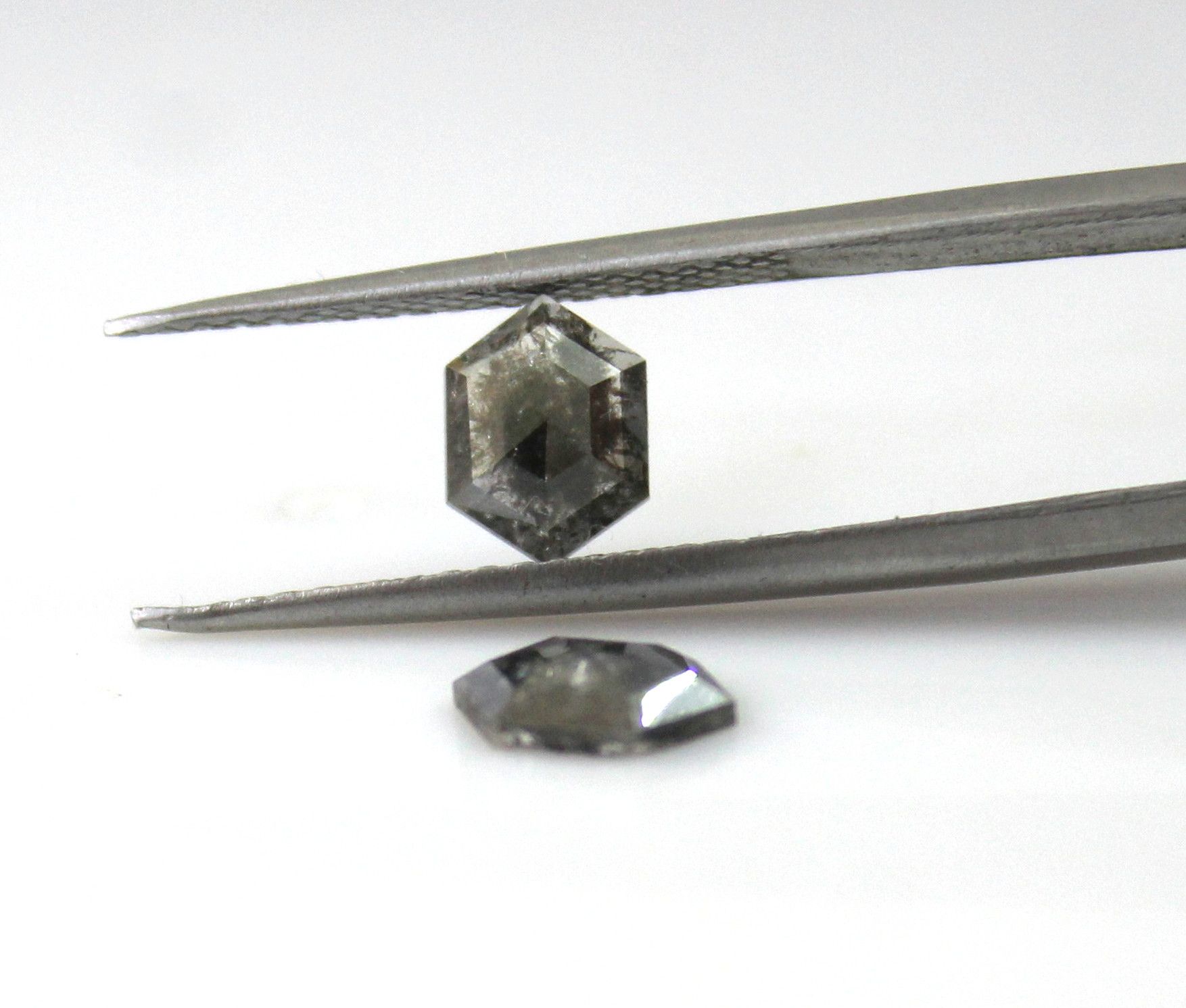 Natural Salt and Pepper Hexagon Shaped Rose Cut Loose Diamond Exporter