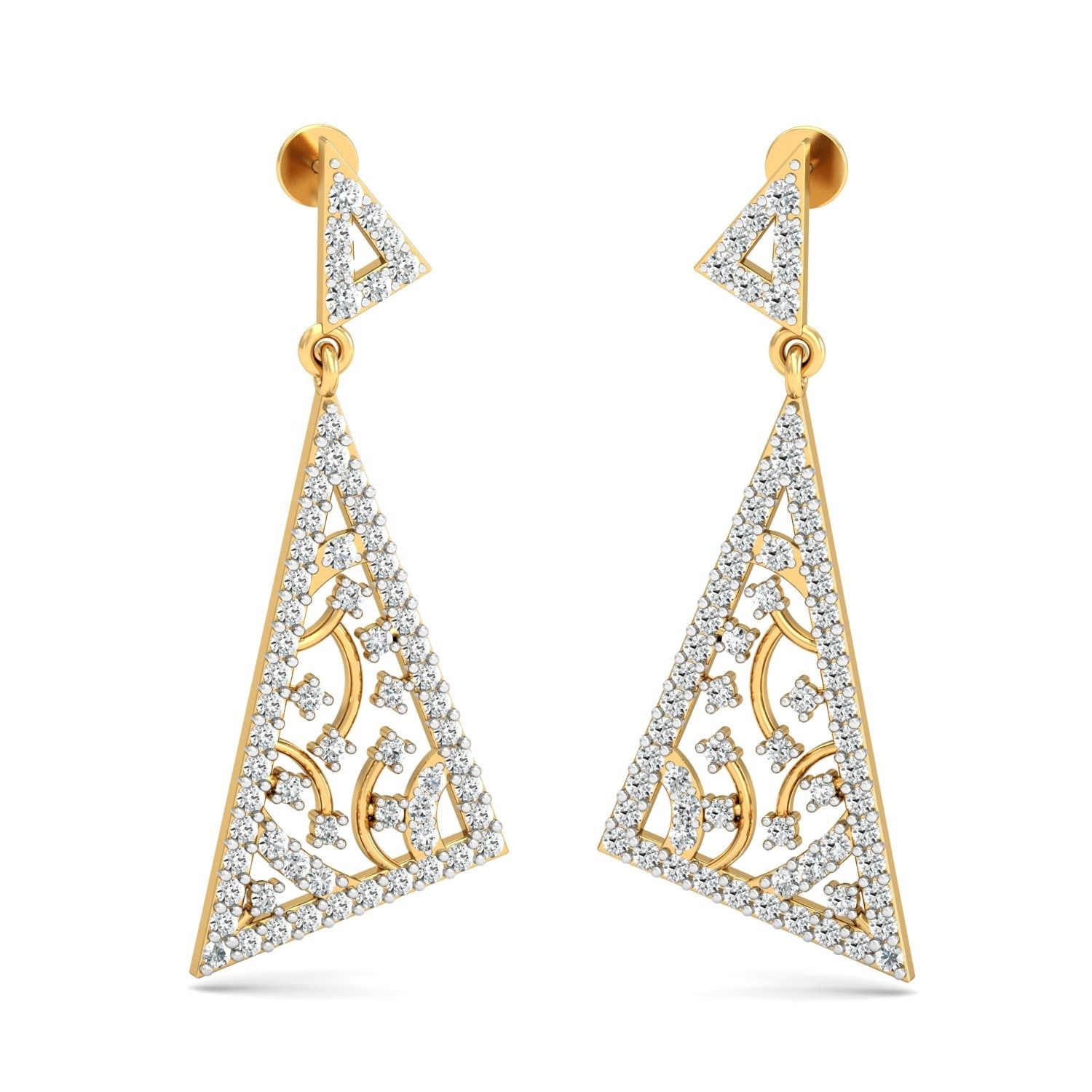 Drop Earrings with 1.42 CT Round Natural Diamond in 18K Exporter