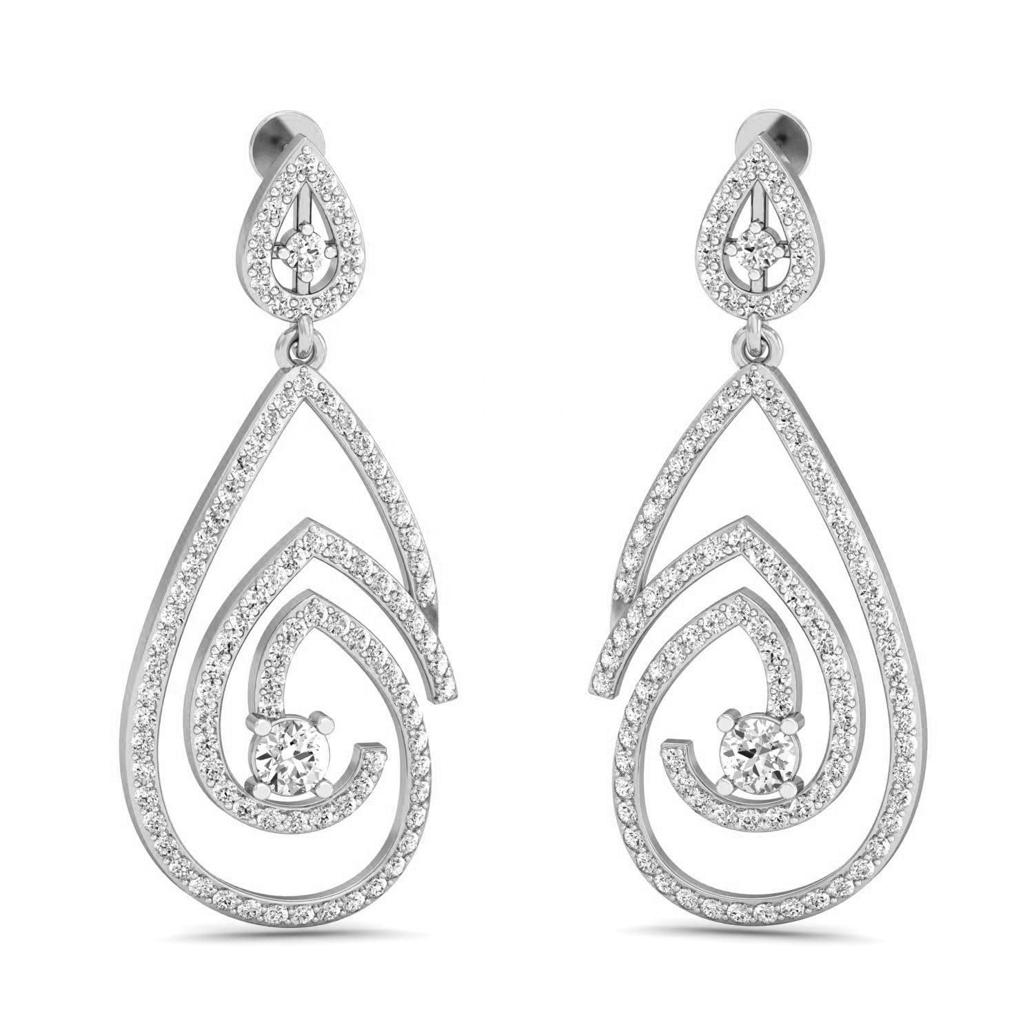 Drop Earrings with 2.48 CT Round Natural Diamond in 18K Gold Supplier
