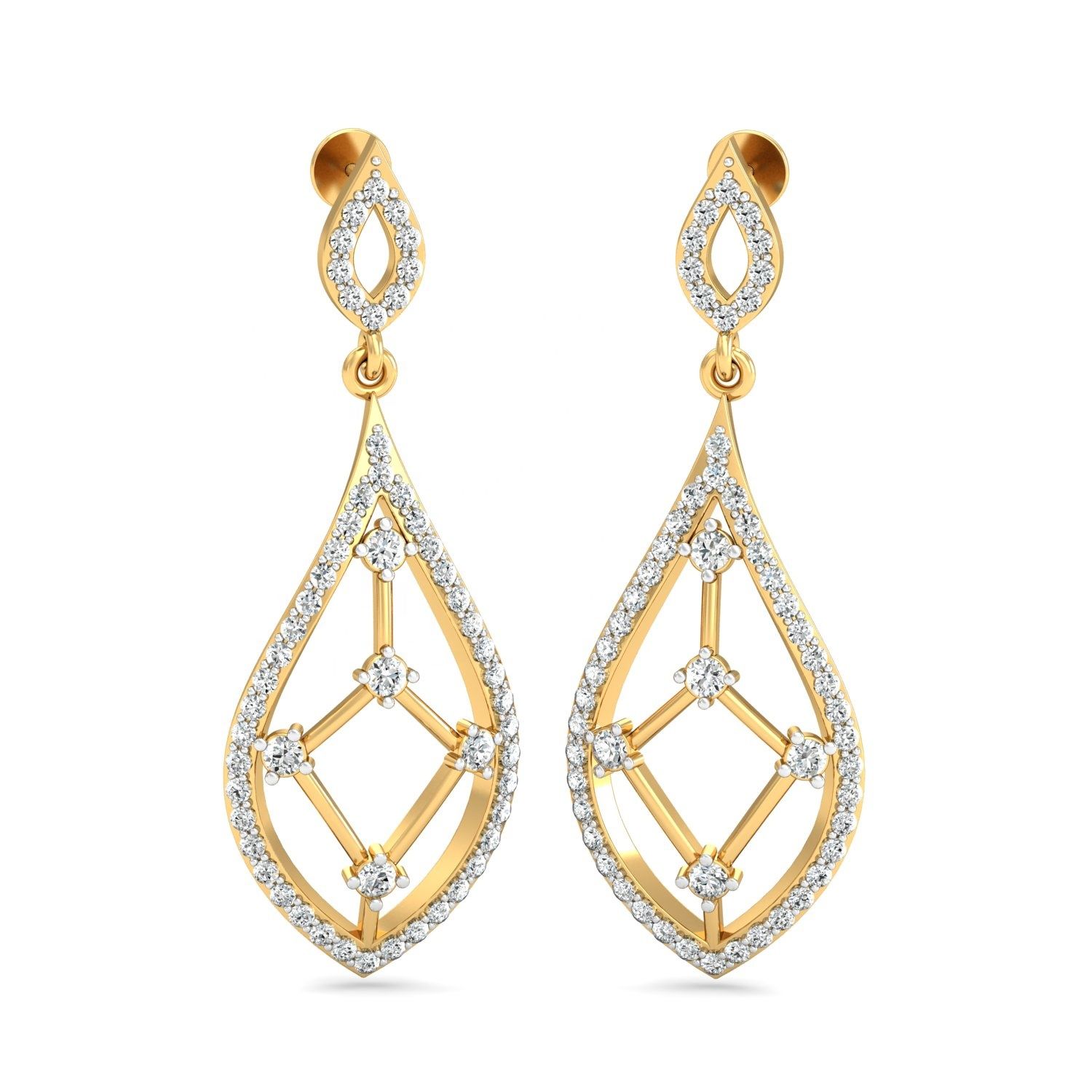 Drop Earrings with 1.35 CT Round Natural Diamond in 18K Gold Supplier