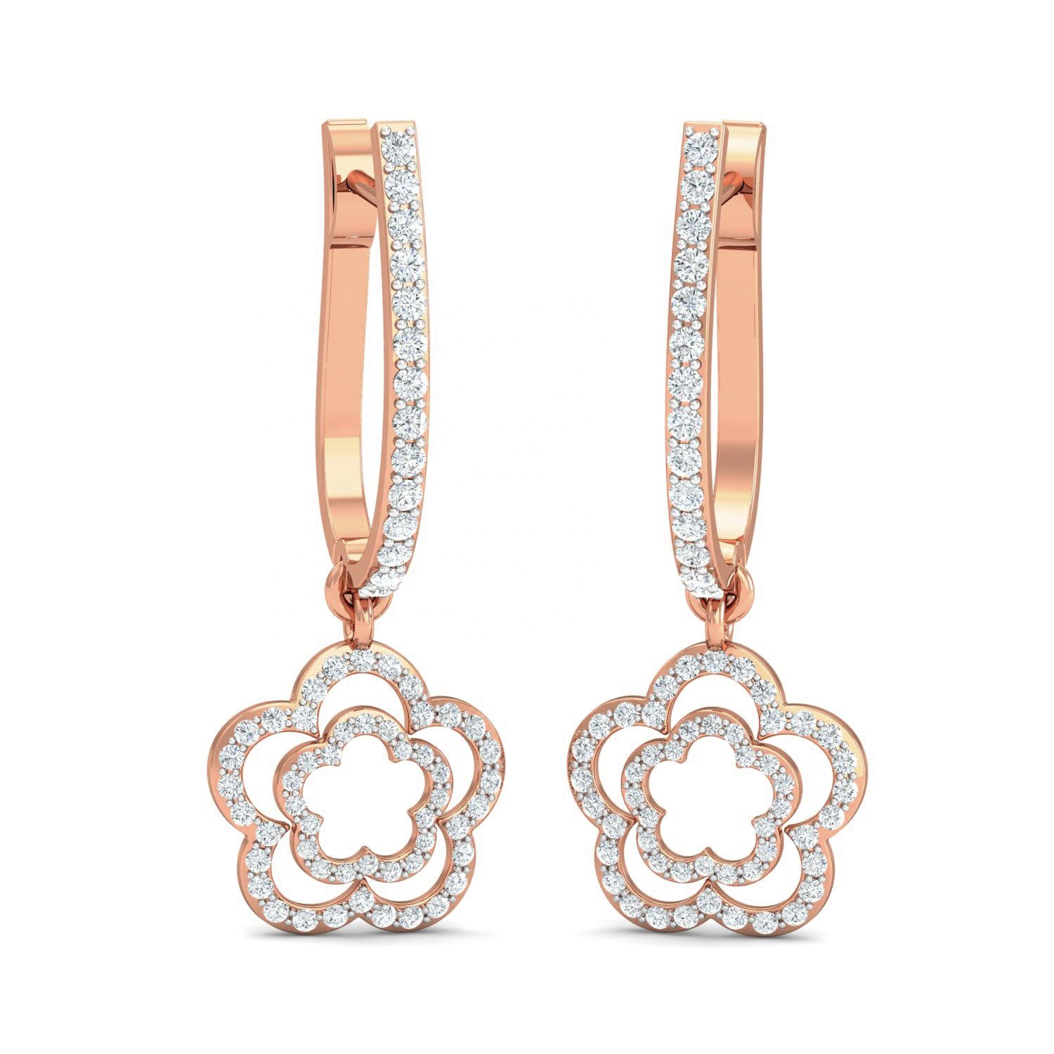Drop Earrings with 0.98 ct Round Natural Diamond in 18K Gold Supplier