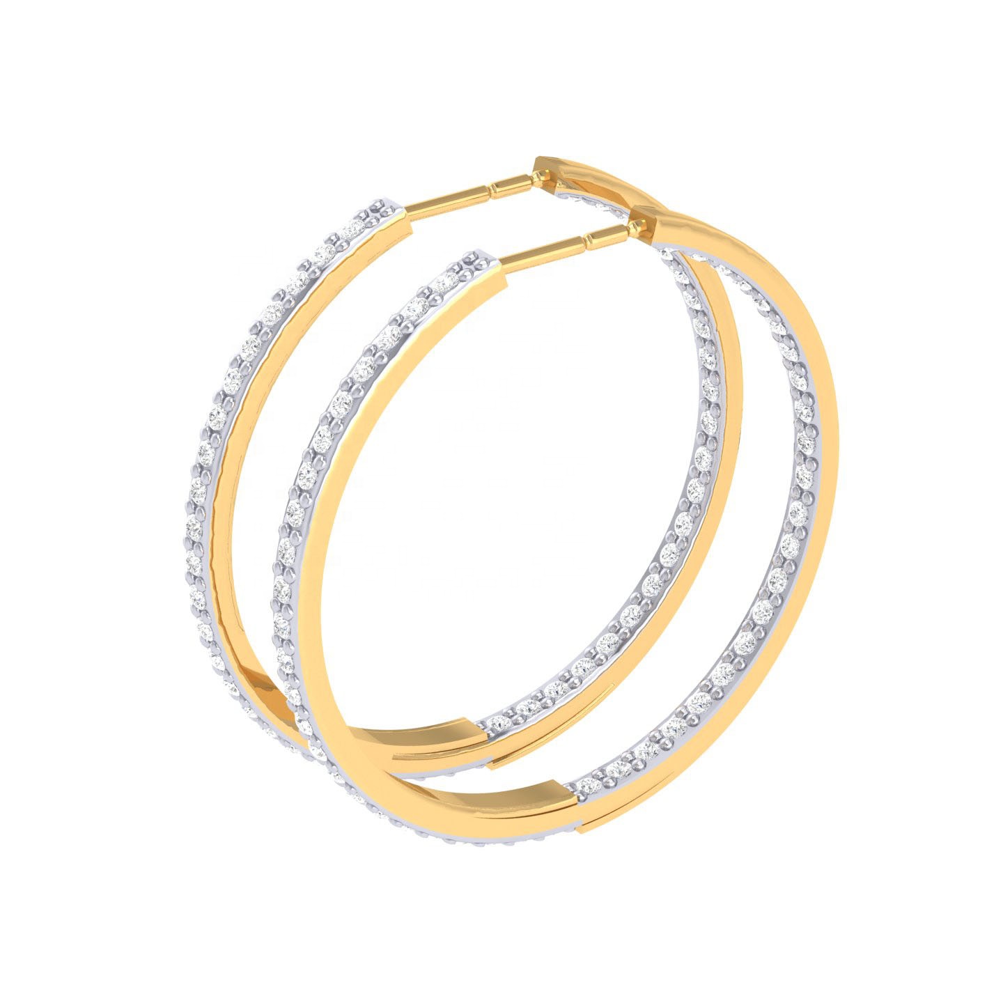 Hoop Earrings with 0.44 CT Round Natural Diamond in 18K gold Supplier