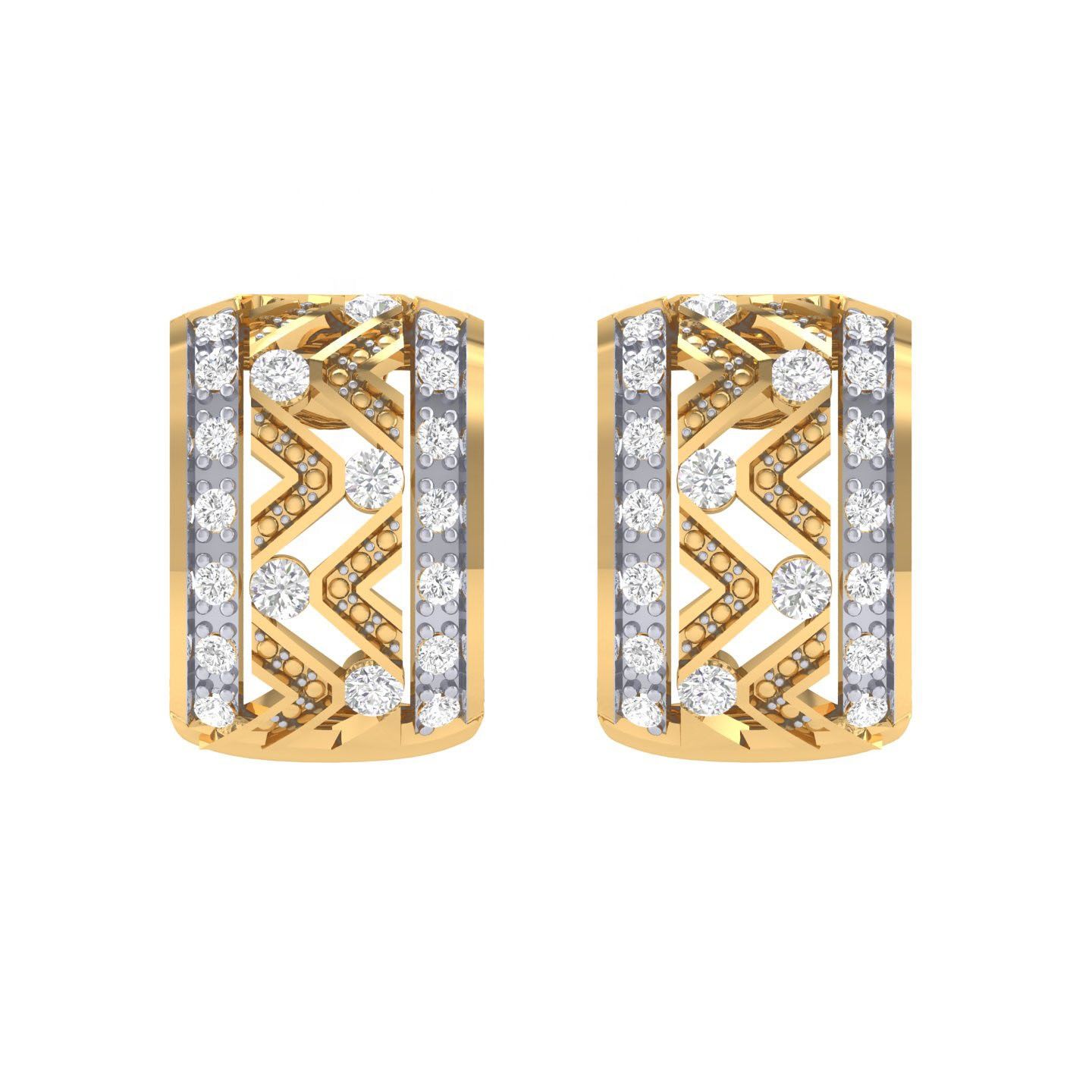 Stud Earrings with 1.39 CT Round Natural Diamond in 18K  Gold Supplier