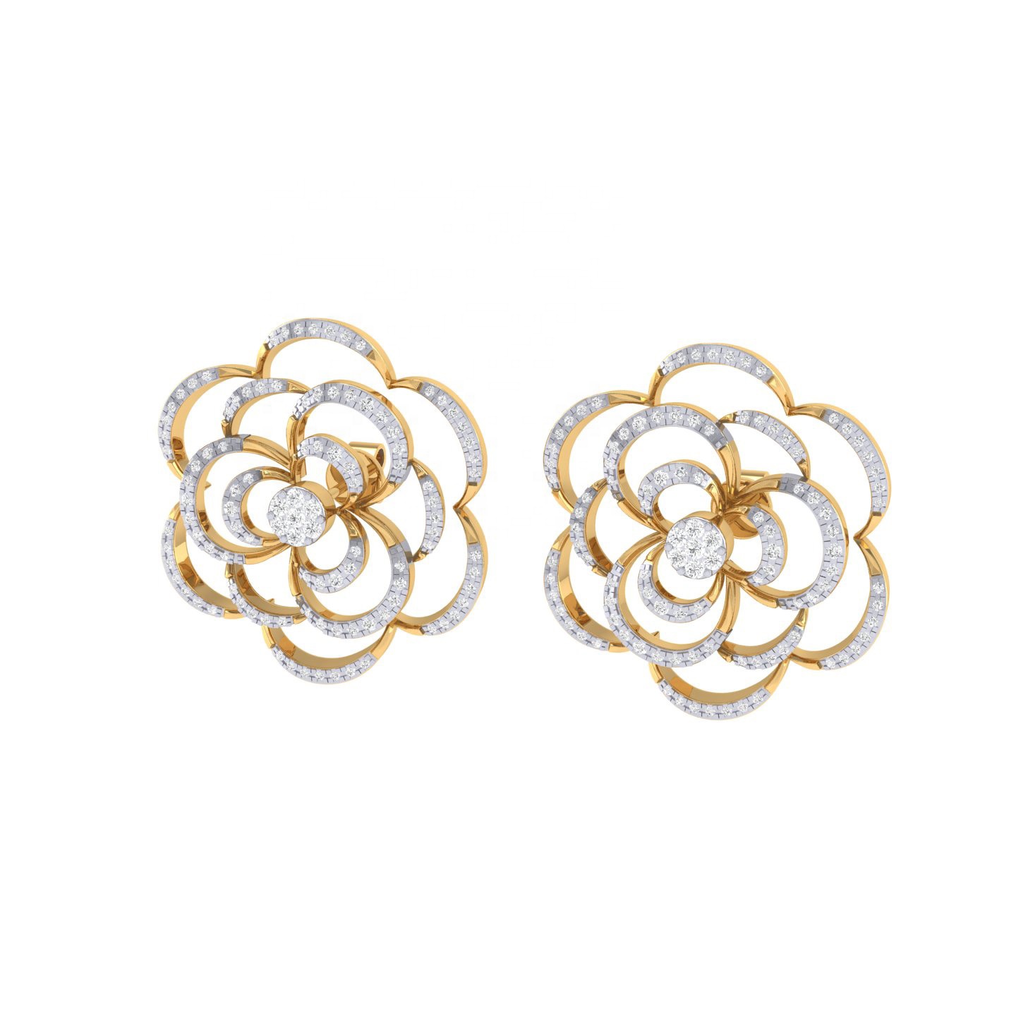 Stud Earrings with 0.96 CT Round Natural Diamond in 18K gold Supplier