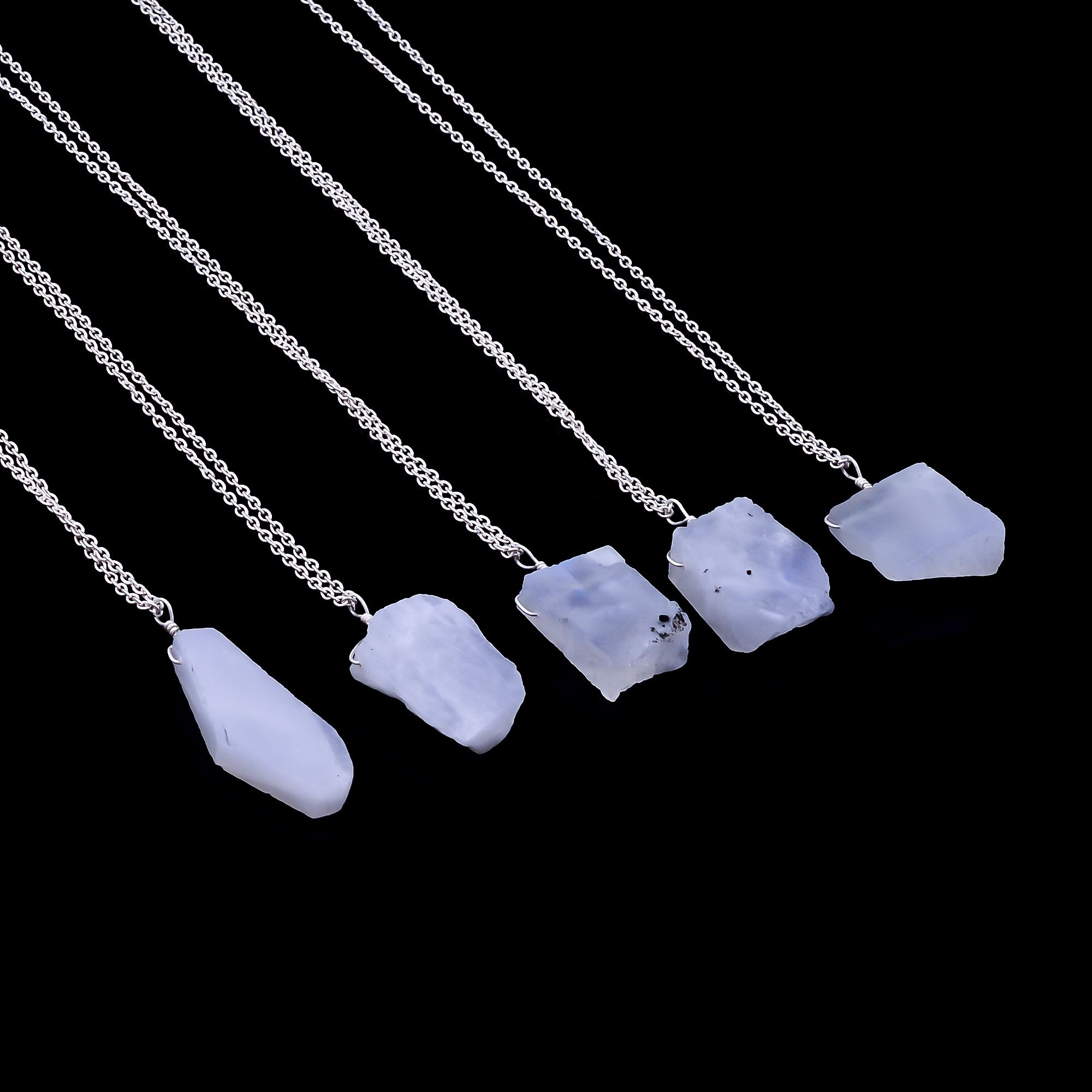 925 Sterling Silver Raw Moonstone Pendant Necklace Exporter