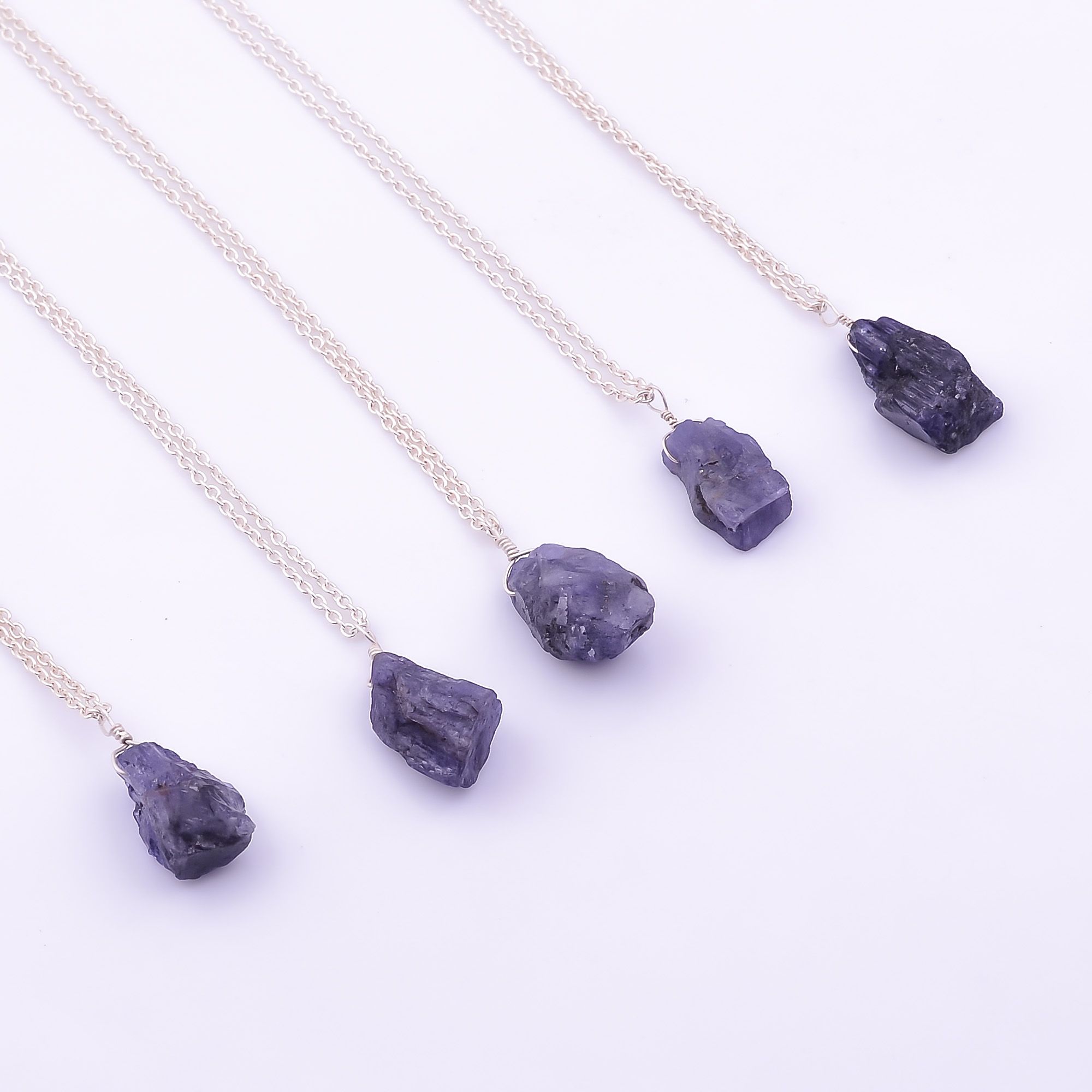 925 Sterling Silver Tanzanite Raw Pendant Necklace Exporter