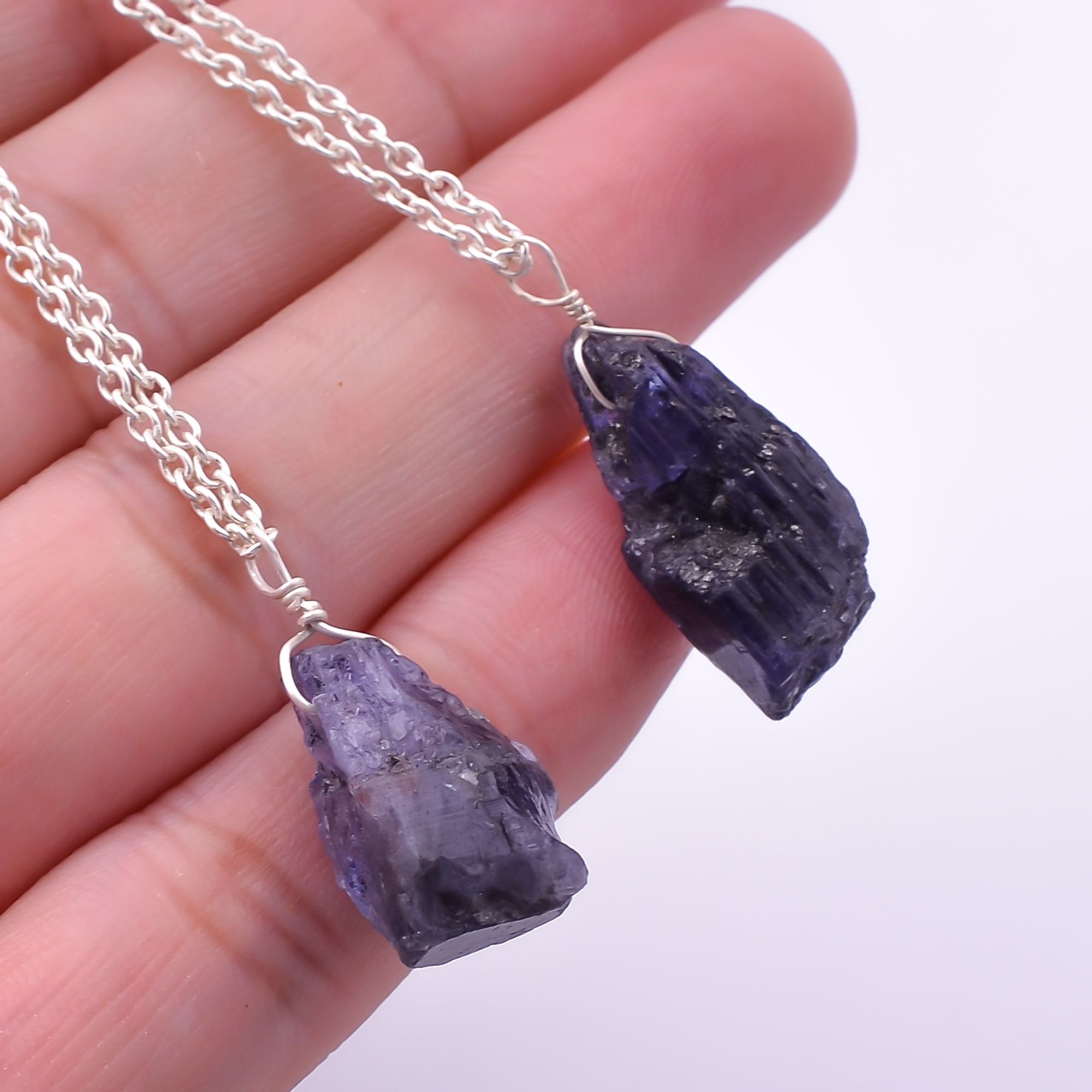 925 Sterling Silver Tanzanite Raw Pendant Necklace Exporter