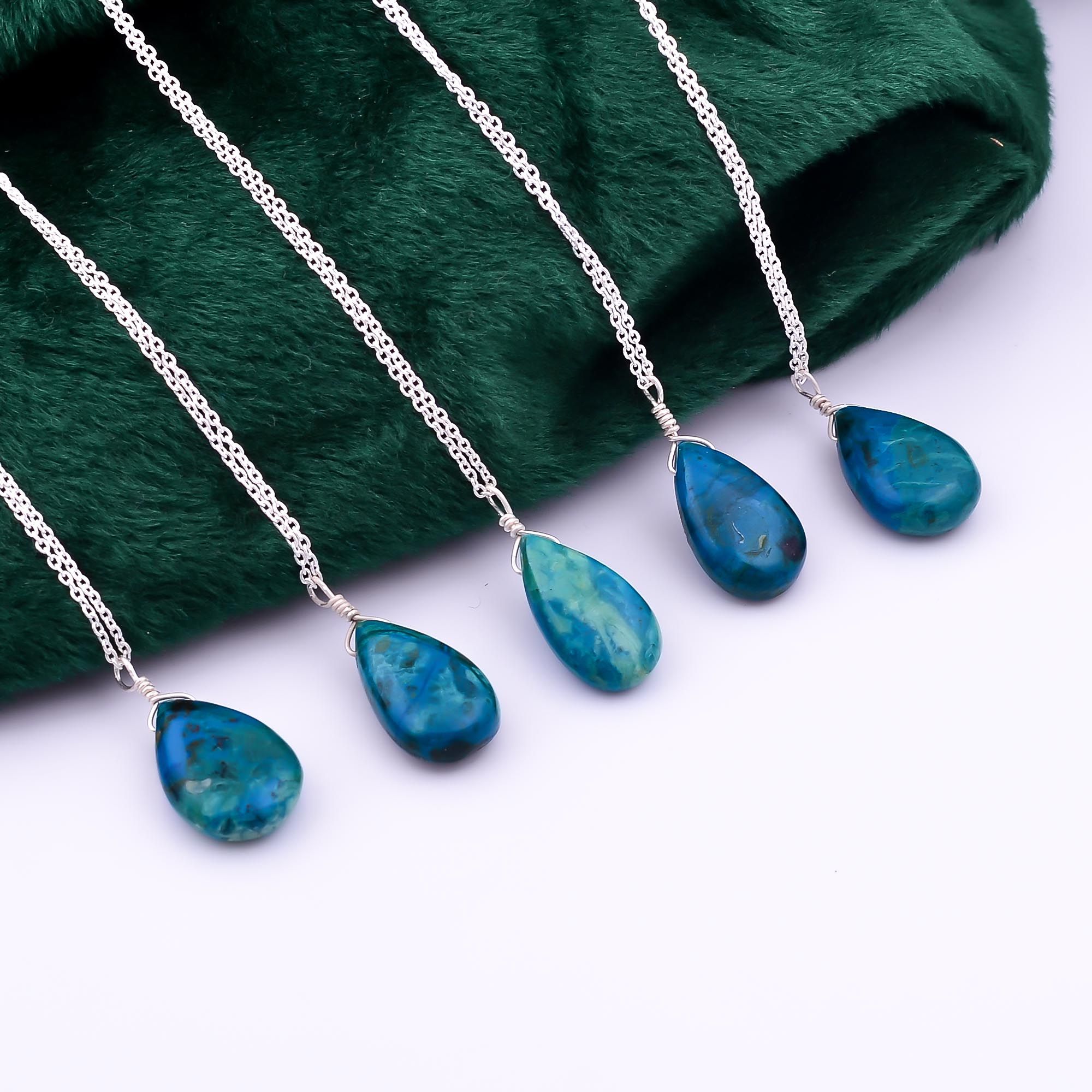 Natural Chrysocolla Pears Crystals Pendant Necklace Exporter