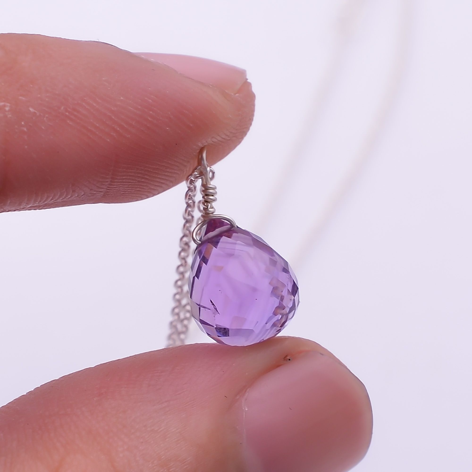 Natural Amethyst Tear Drops Crystals Pendant Necklace Manufacturer