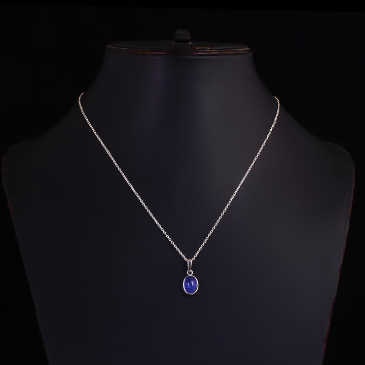 Natural Tanzanite Pendant Necklace 925 Sterling Silver Jewelry Supplier