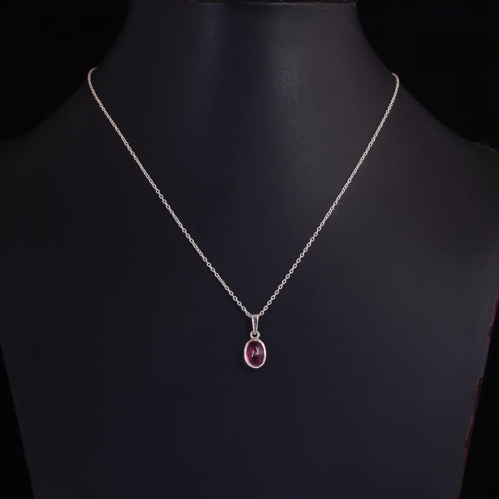 Natural Pink Tourmaline Pendant Necklace 925 Sterling Silver Jewelry Supplier