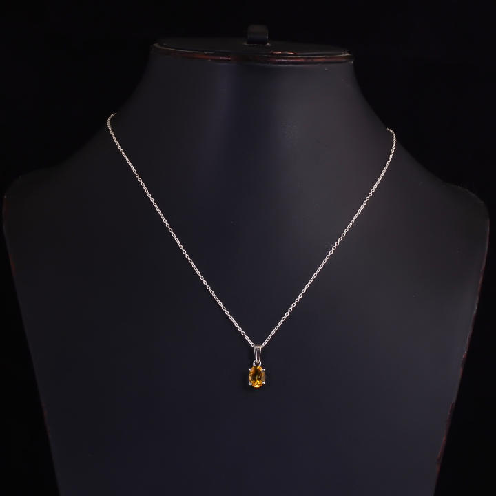 Natural Citrine Pendant Necklace 925 Sterling Silver Jewelry Supplier