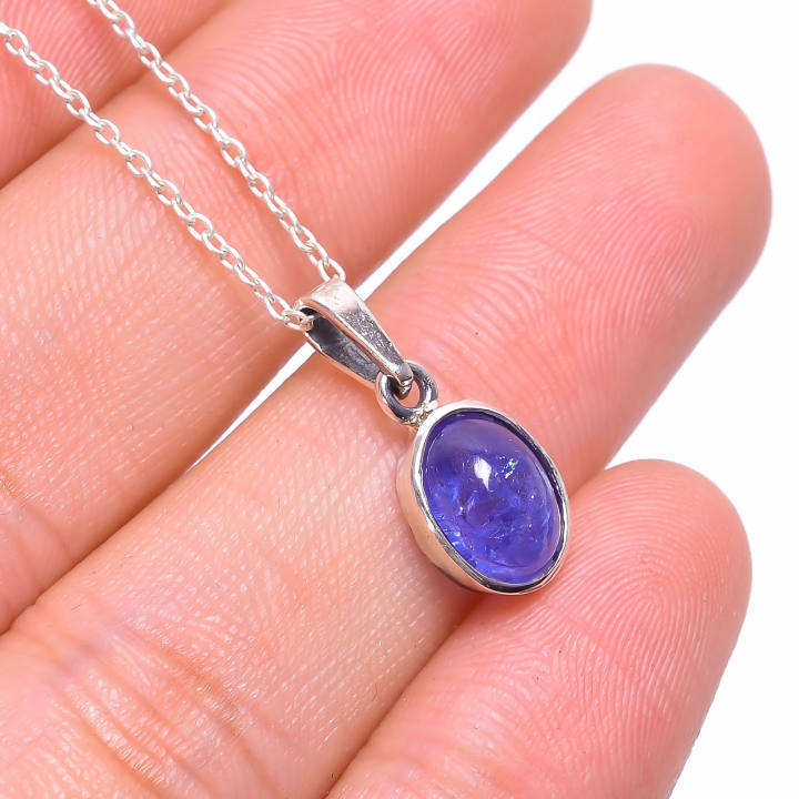 Tanzanite Pendant Necklace 925 Sterling Silver Jewelry Supplier