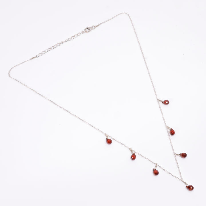 Natural Mozambique Garnet Gemstone 925 Silver Sterling Necklace Supplier