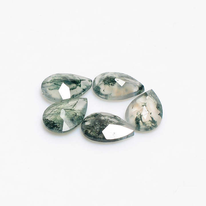Natural Green Moss Agate Pear Shape Brilliant Cut Loose Gemstone Supplier
