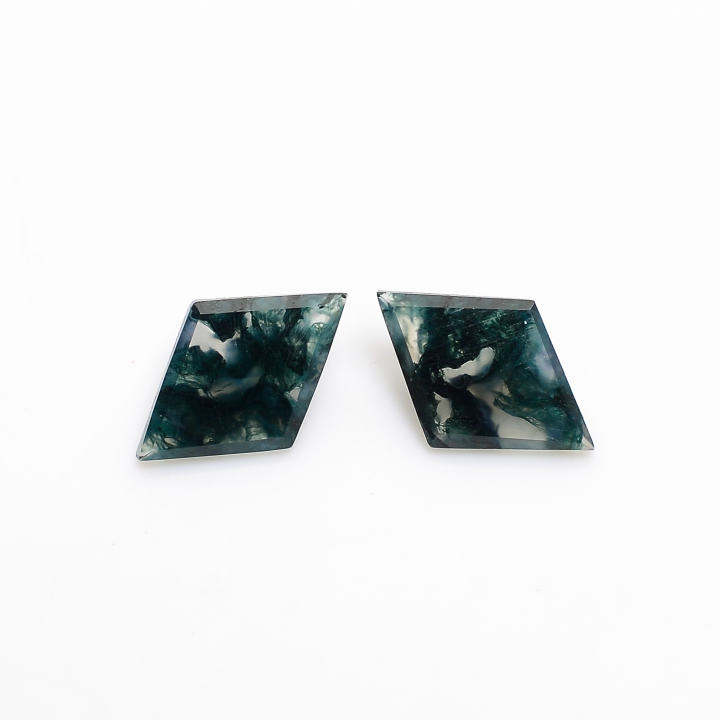 Green Moss Agate Geometric Kite Shape Rose Cut Gemstone Supplier