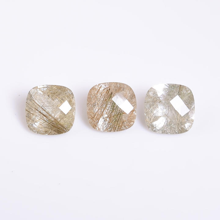 Golden Rutile Quartz Gemstone Cushion Shape Brilliant Cut Supplier