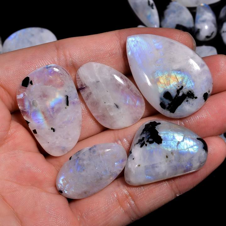 Natural Tourmalinated Moonstone Loose Designer Gemstone Supplier