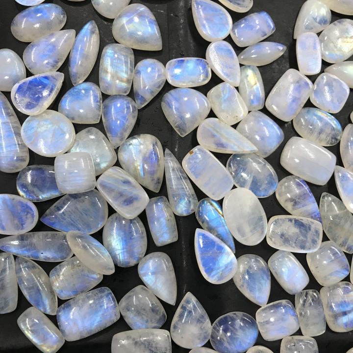 Natural Rainbow Moonstone Loose Gemstone Cabochon Exporter
