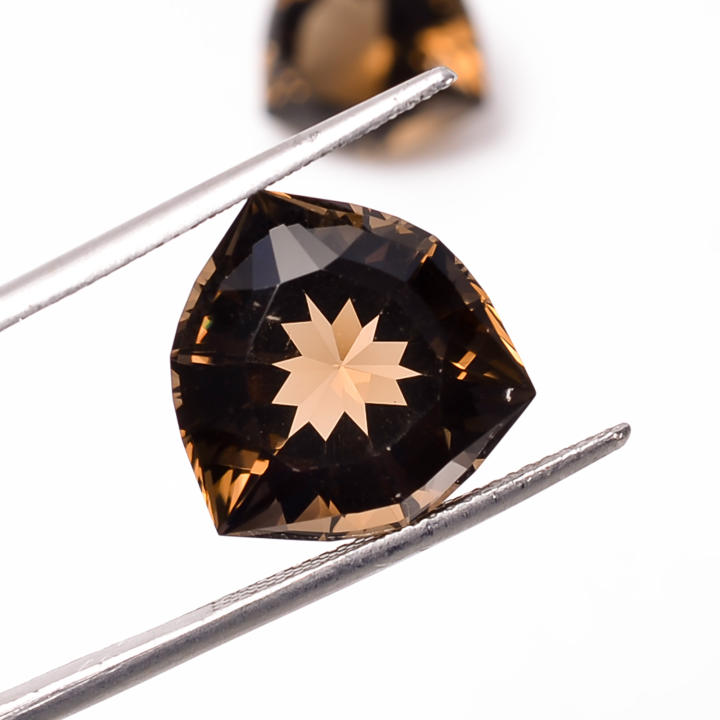 Natural Smoky Quartz Gemstone Trillion Shape Cabochon Cut Supplier