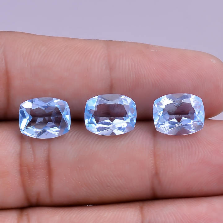 Sky Blue Topaz Cushion Shape Brilliant Cut Gemstone For Jewelry Making Supplier