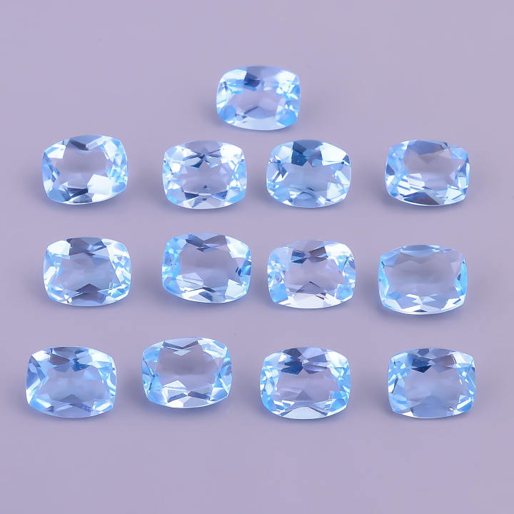 Sky Blue Topaz Cushion Shape Brilliant Cut Gemstone For Jewelry Making Supplier