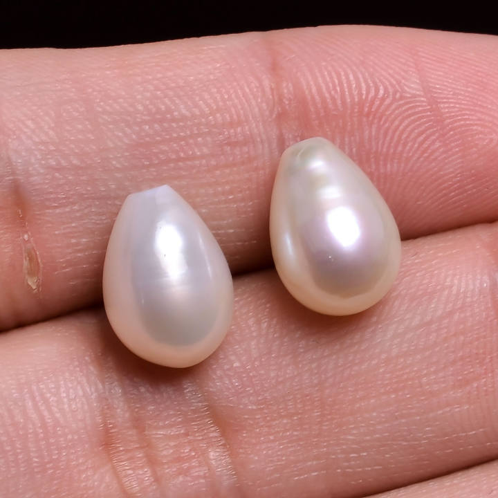 Natural Biwa Pearl Gemstone Teardrop Shape Pair Fancy Cut Stone Supplier