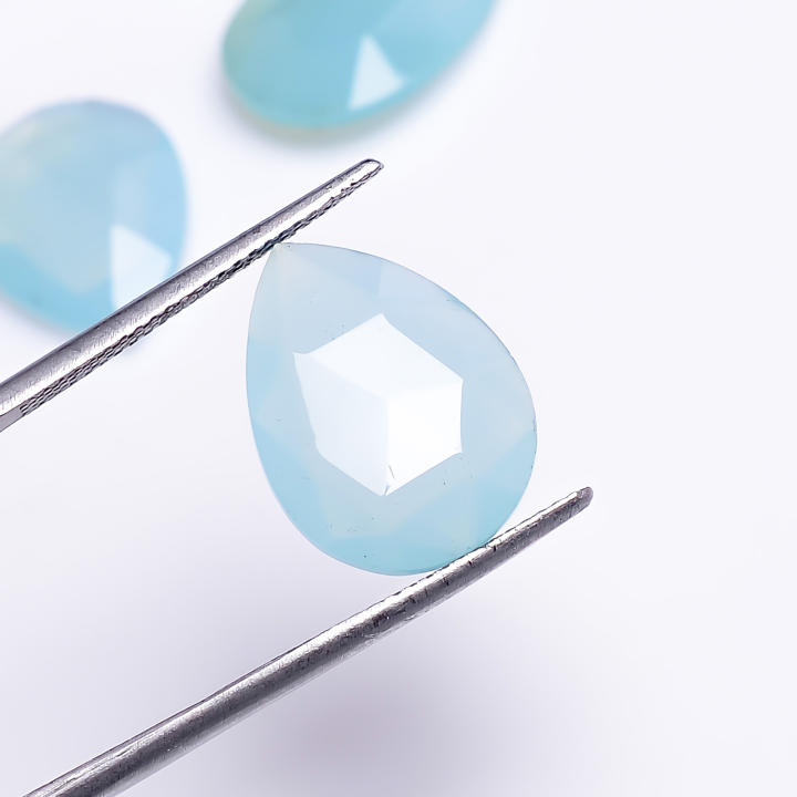 Natural Aqua Chalcedony Gemstone Pear Shape Fancy Cut Stone Supplier