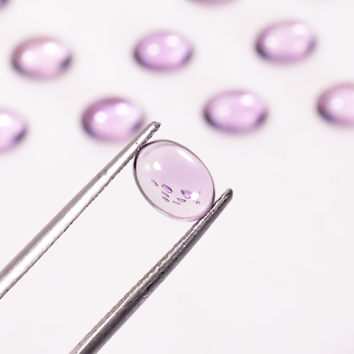 Natural Rose De France Gemstone Oval Shape Cabochon Cut Supplier