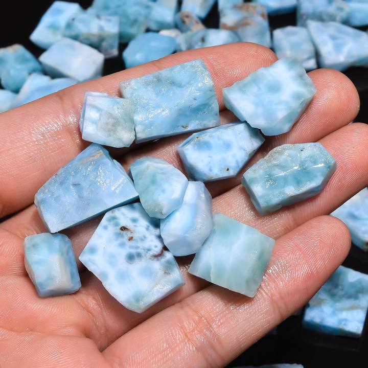 Natural Larimar Raw Gemstone Lot For Making Jewelry Supplier