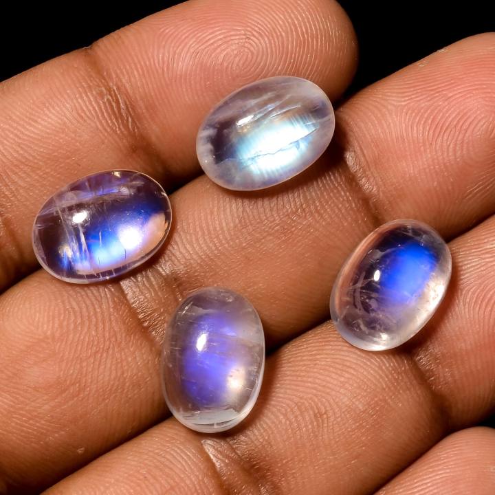 Blue Fire Moonstone Rainbow Oval Shape Cabochon Supplier
