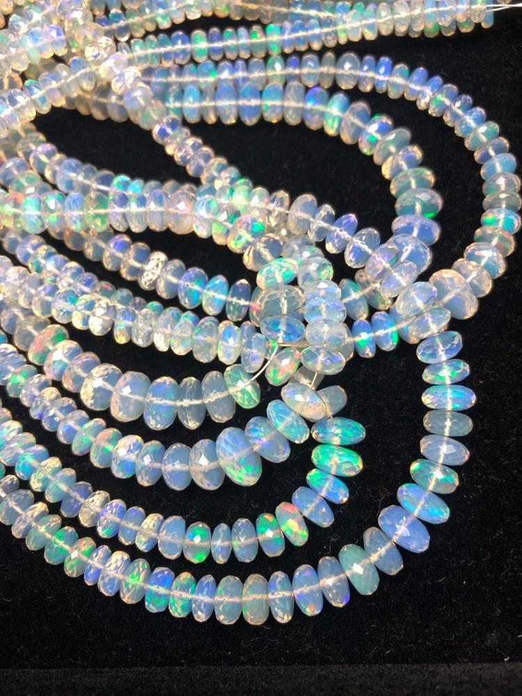 Faceted Rondelle Beads Strand Ethiopian Opal Stone Wholesale