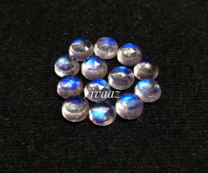 4mm Natural Rainbow Moonstone Loose Round Rose Cut Cabochon Exporter