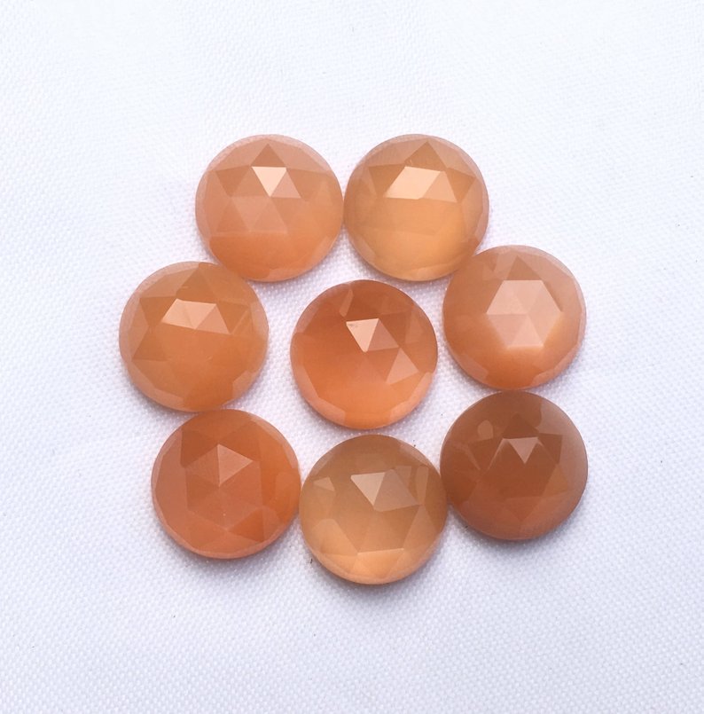 4mm Natural Peach Moonstone Loose Round Rose Cut Cabochon Exporter
