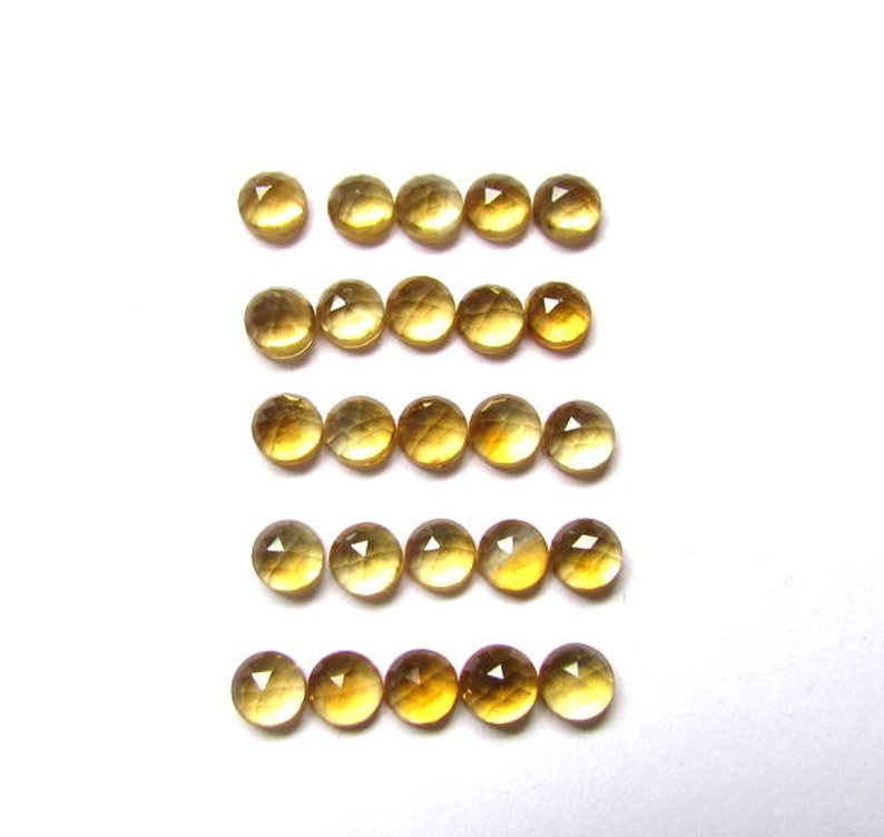 4mm Natural Citrine Loose Round Rose Cut Cabochon Exporter