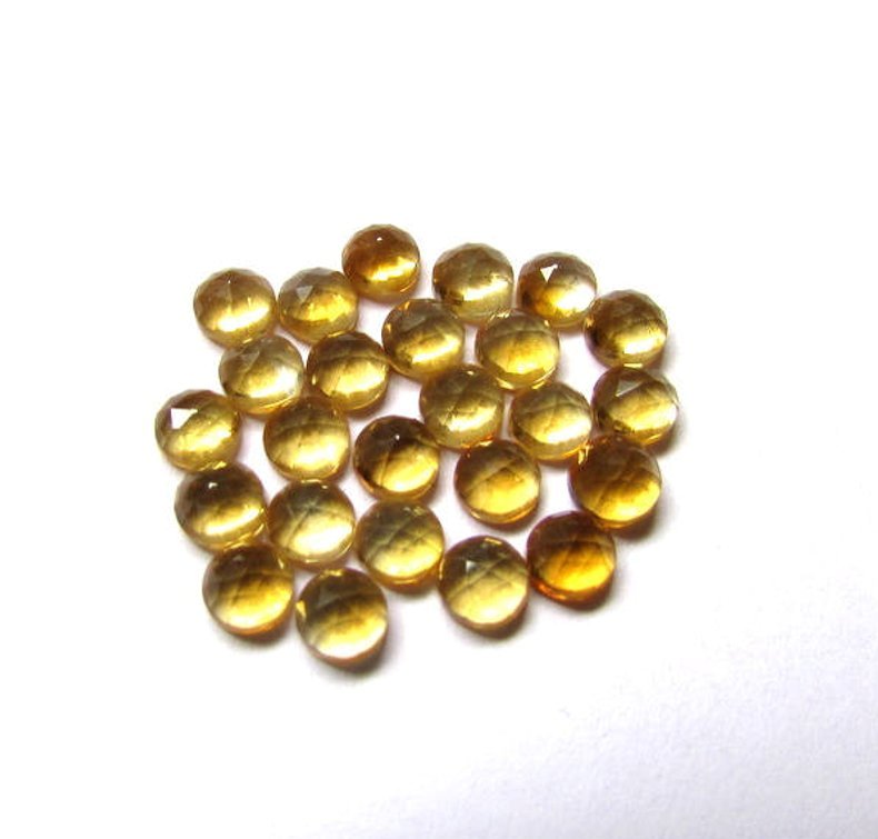 5mm Natural Citrine Loose Round Rose Cut Cabochon Exporter