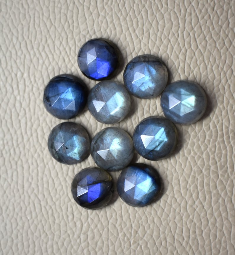 8mm Natural Labradorite Loose Round Rose Cut Cabochon Exporter