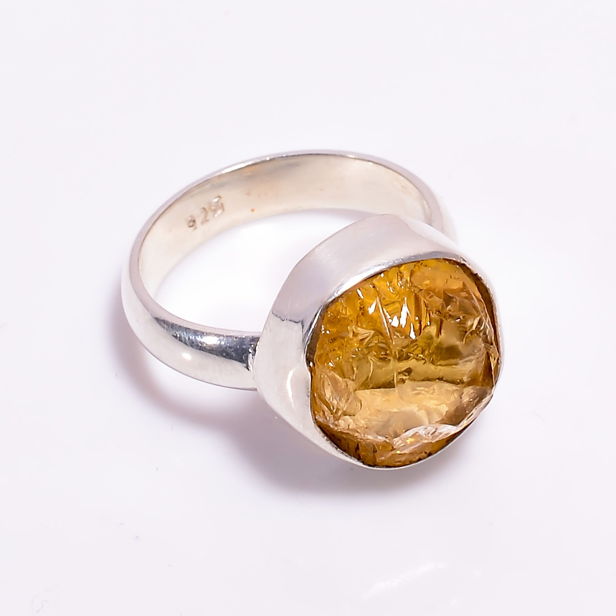 Raw Citrine Stone 925 Silver Ring Exporter