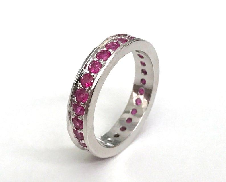 Exclusive Natural Ruby Round Eternity Stacking Ring Exporter