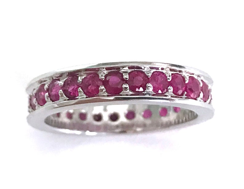 Exclusive Natural Ruby Round Eternity Stacking Ring Exporter